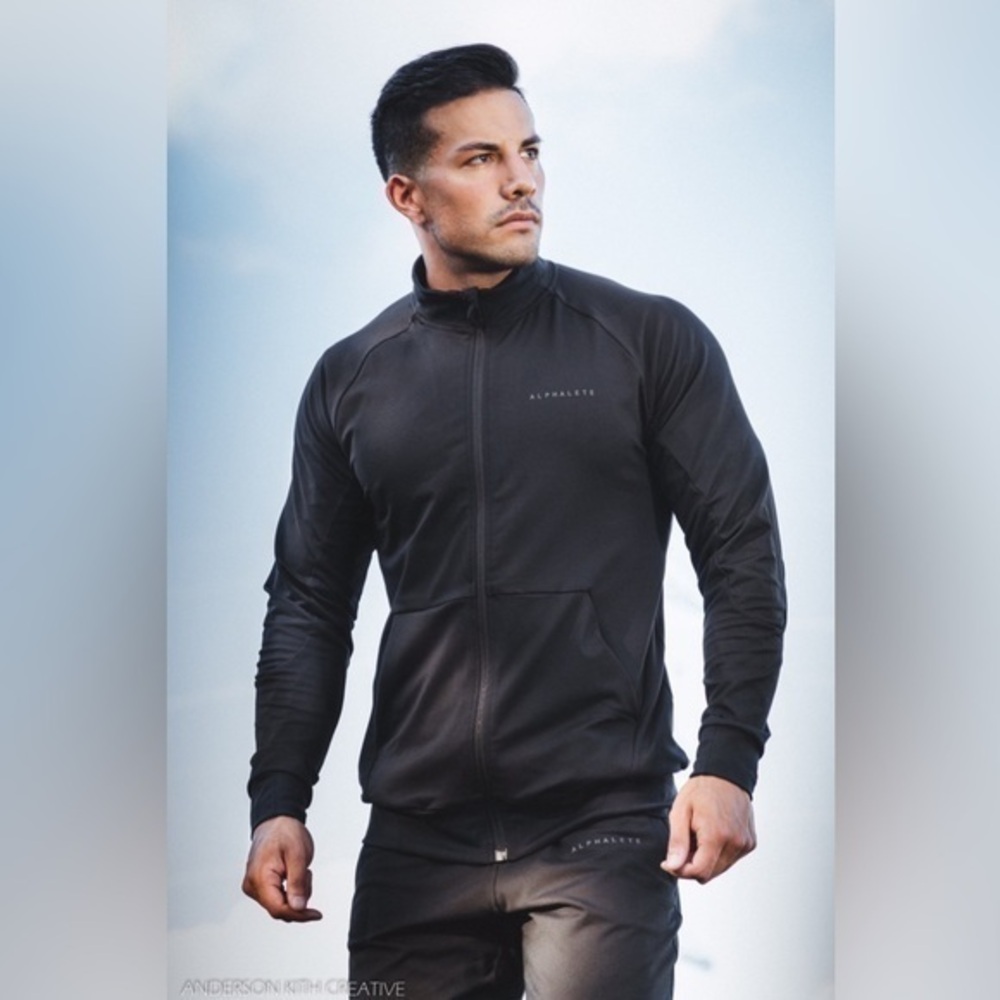 Alphalete Men's Navy Blue Track Jacket full Zip Jacket Size Medium athletic